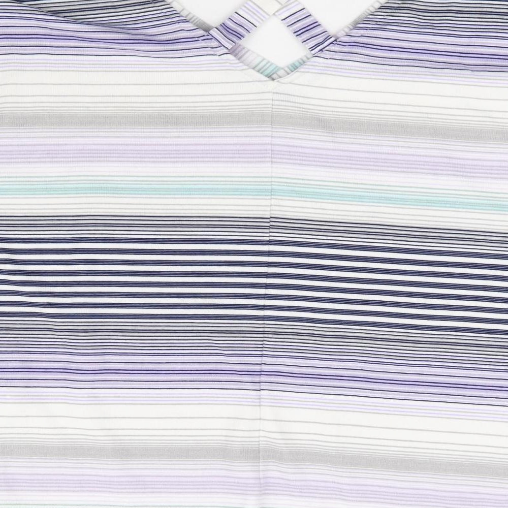 George Womens Multicoloured Striped Polyester Jersey Blouse Size 12 V-Neck - Cross Back