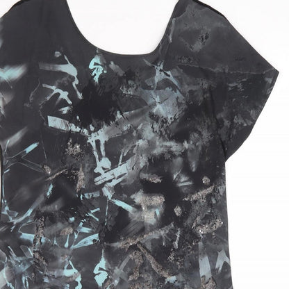 NEXT Womens Multicoloured Geometric Polyester Jersey Blouse Size 12 Round Neck - Asymetric