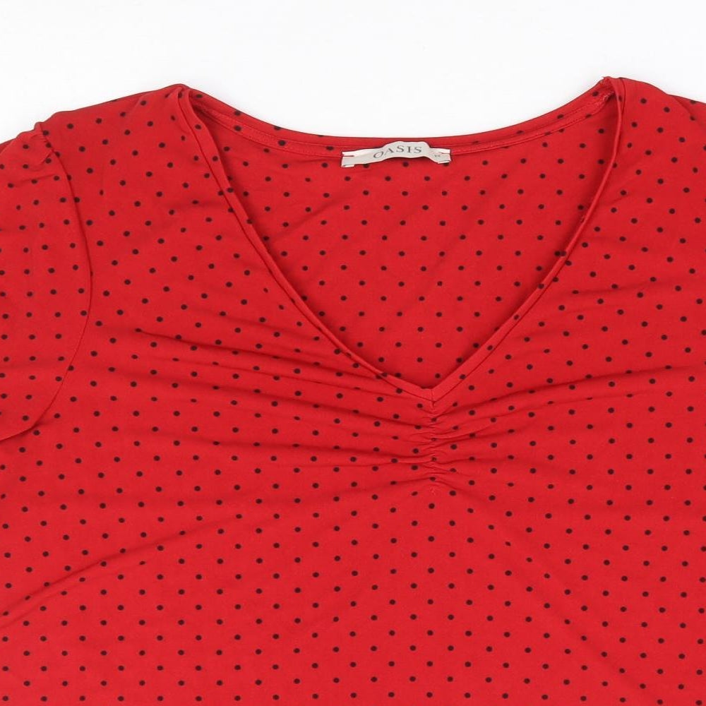 Womens UK Size M Oasis Red Jersey T-Shirt