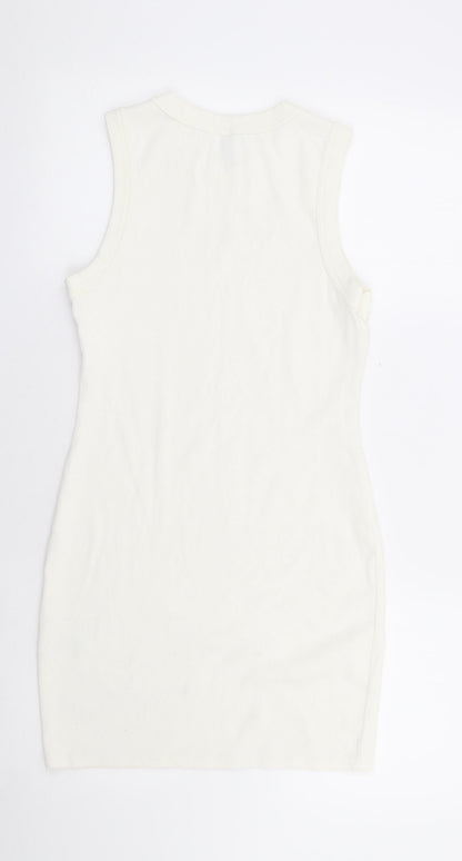 Divided by H&M Womens Ivory Cotton Tank Dress Size M Round Neck Pullover - Butterfly