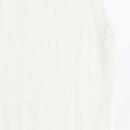 Divided by H&M Womens Ivory Cotton Tank Dress Size M Round Neck Pullover - Butterfly