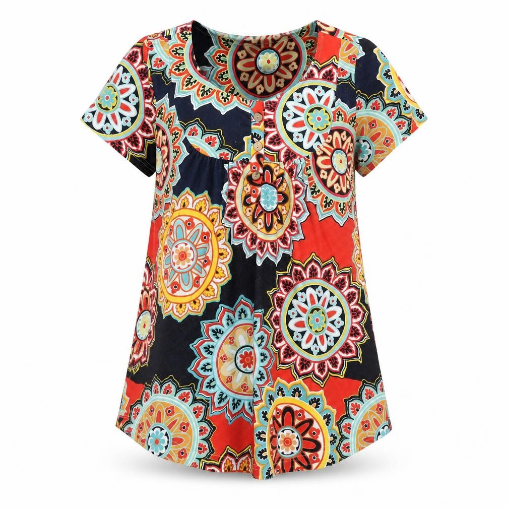 Womens UK Size M Preworn Multicoloured Tunic T-Shirt