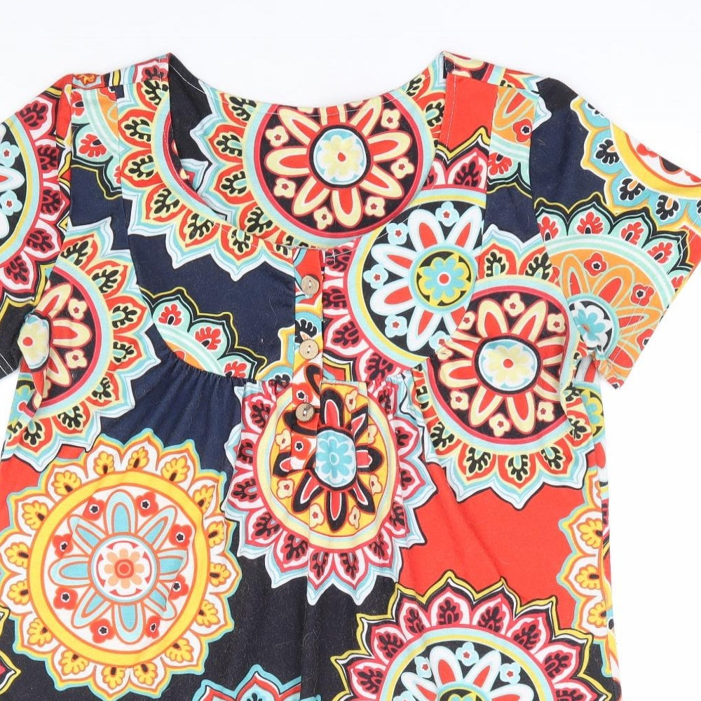 Womens UK Size M Preworn Multicoloured Tunic T-Shirt