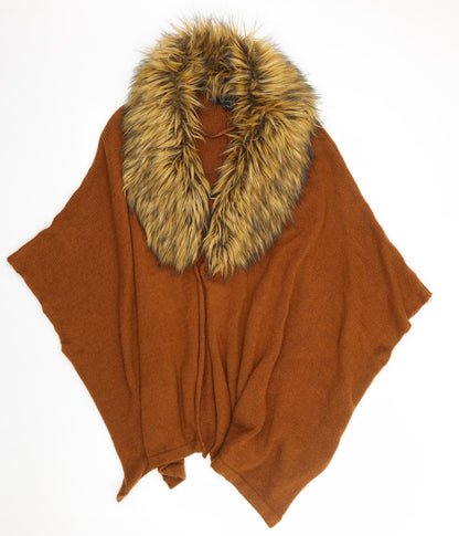 Primark Womens Brown V-Neck Acrylic Cape Jumper One Size