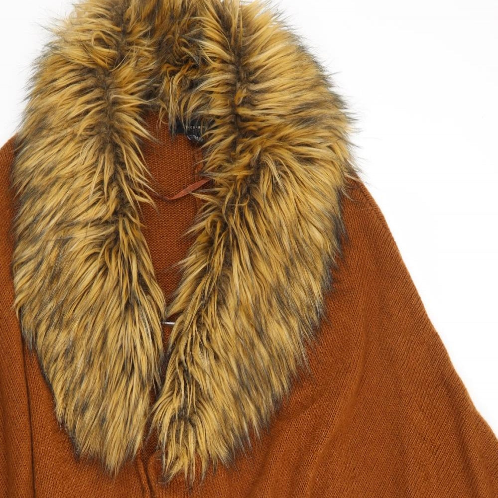 Primark Womens Brown V-Neck Acrylic Cape Jumper One Size