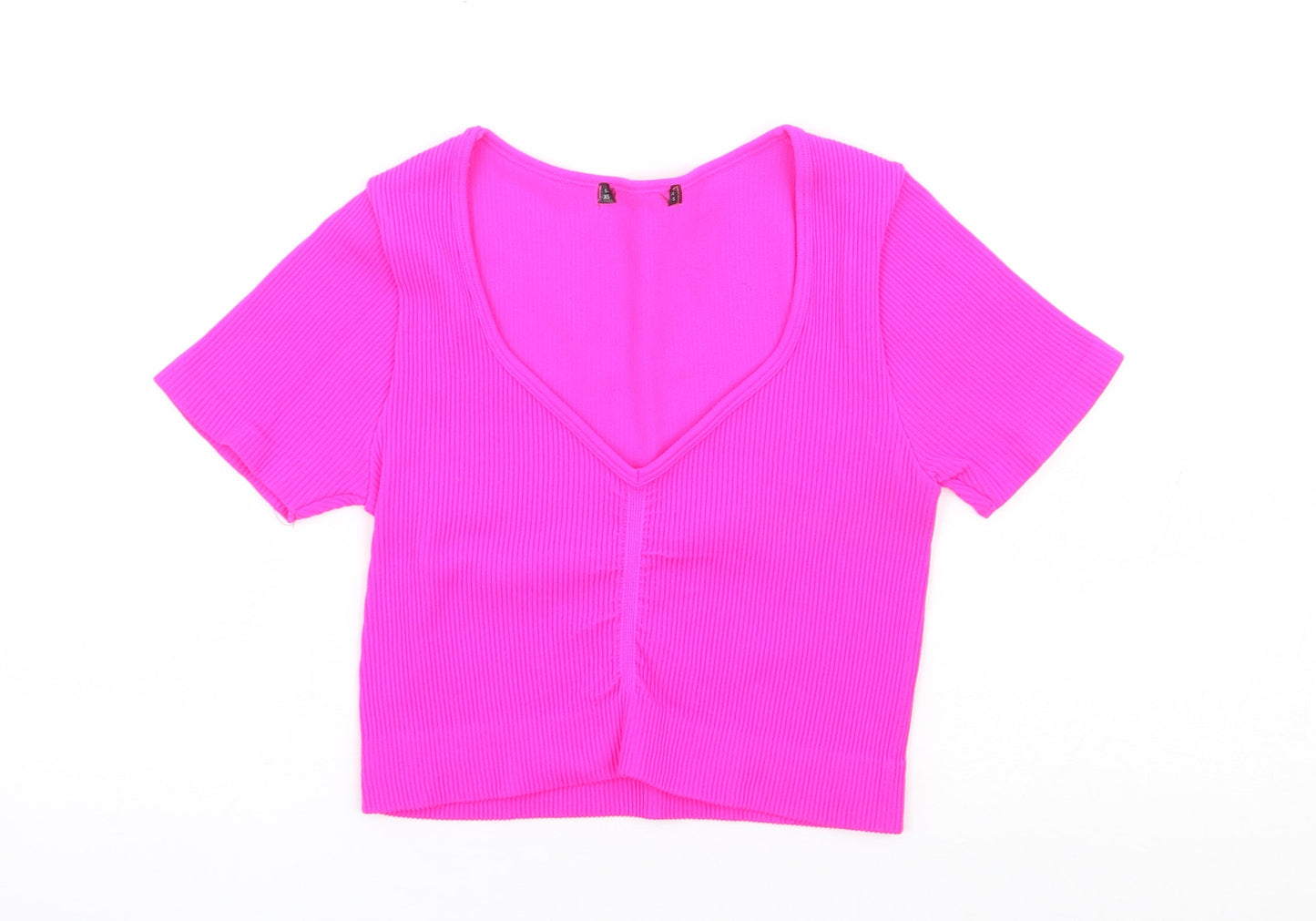 Womens UK Size XS Preworn Pink Cropped T-Shirt