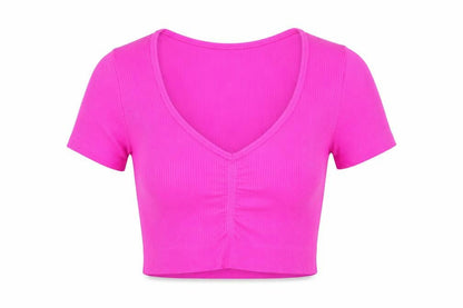 Womens UK Size XS Preworn Pink Cropped T-Shirt