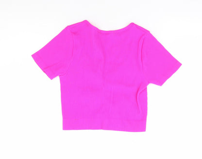 Womens UK Size XS Preworn Pink Cropped T-Shirt