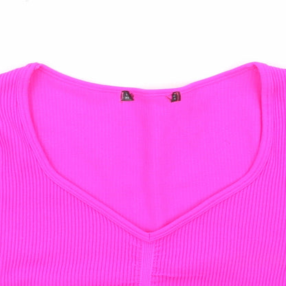 Womens UK Size XS Preworn Pink Cropped T-Shirt