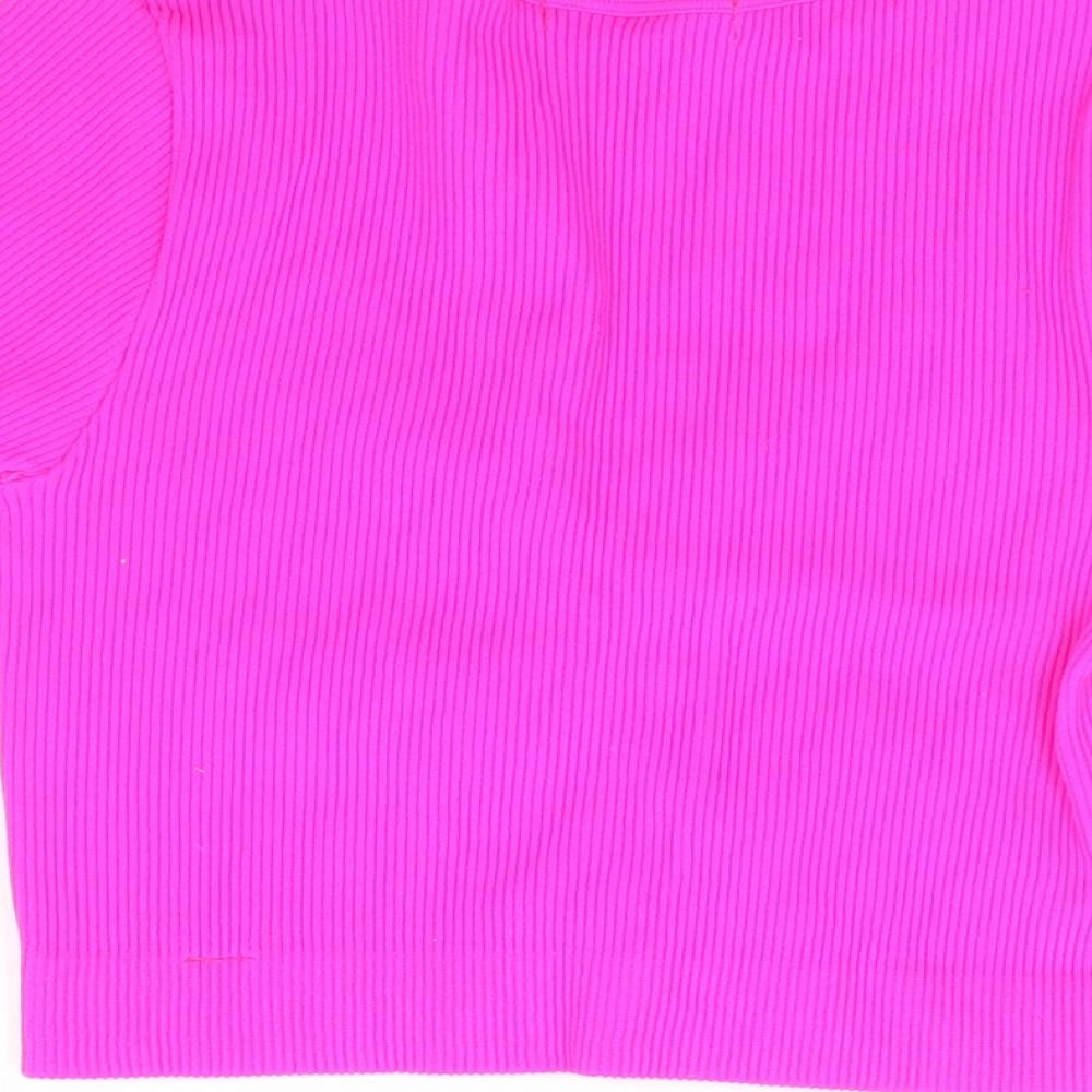 Womens UK Size XS Preworn Pink Cropped T-Shirt