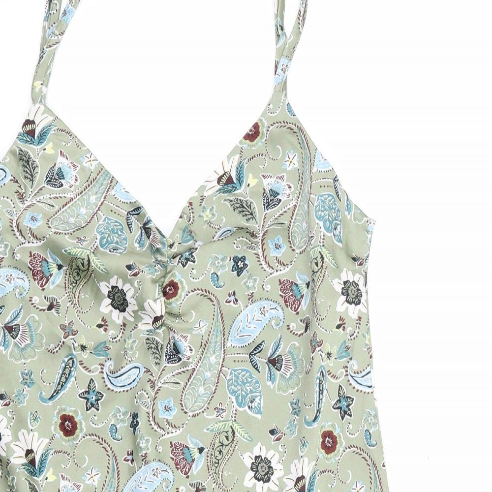 Stradavarius Womens Multicoloured Floral Polyester Slip Dress Size S V-Neck Pullover