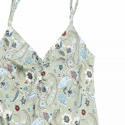 Stradavarius Womens Multicoloured Floral Polyester Slip Dress Size S V-Neck Pullover