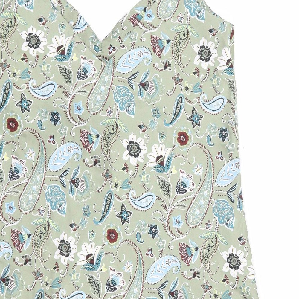 Stradavarius Womens Multicoloured Floral Polyester Slip Dress Size S V-Neck Pullover