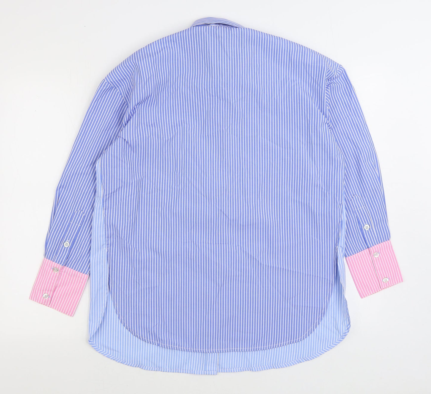 River Island Mens Blue Striped Polyester Button-Up Size XS Collared Button