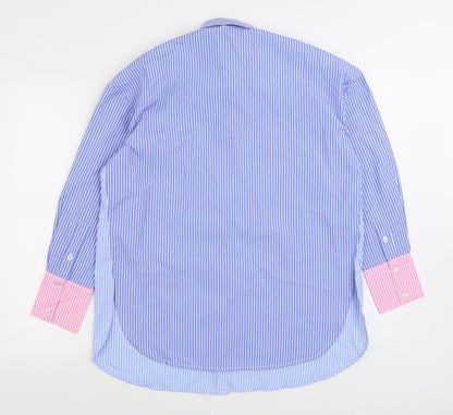 River Island Mens Blue Striped Polyester Button-Up Size XS Collared Button