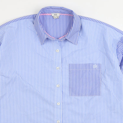 River Island Mens Blue Striped Polyester Button-Up Size XS Collared Button