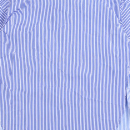 River Island Mens Blue Striped Polyester Button-Up Size XS Collared Button