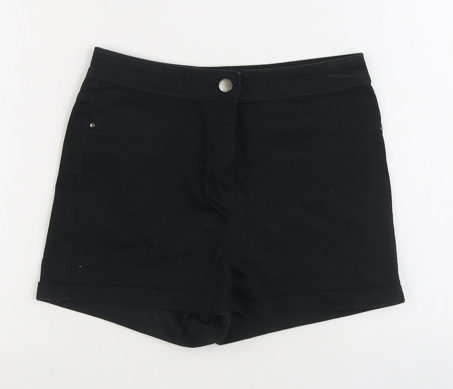 Matalan Womens Black Cotton Cropped Jeans Size 10 Regular Zip