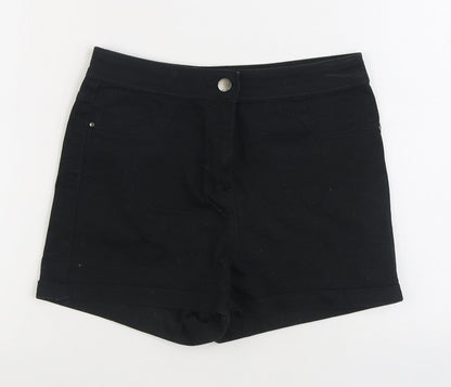 Matalan Womens Black Cotton Cropped Jeans Size 10 Regular Zip