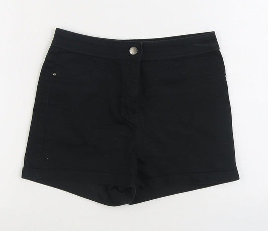 Matalan Womens Black Cotton Cropped Jeans Size 10 Regular Zip