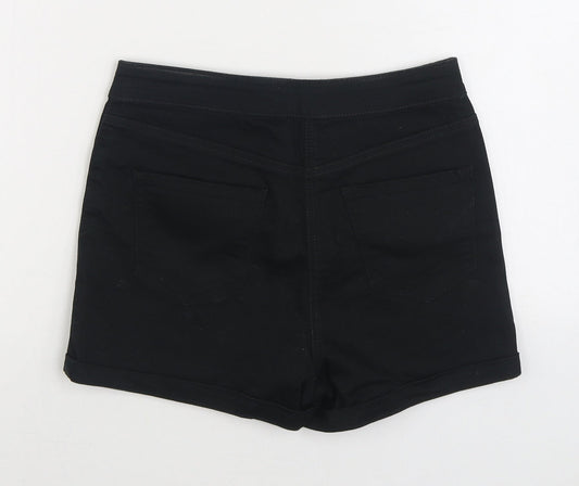 Matalan Womens Black Cotton Cropped Jeans Size 10 Regular Zip