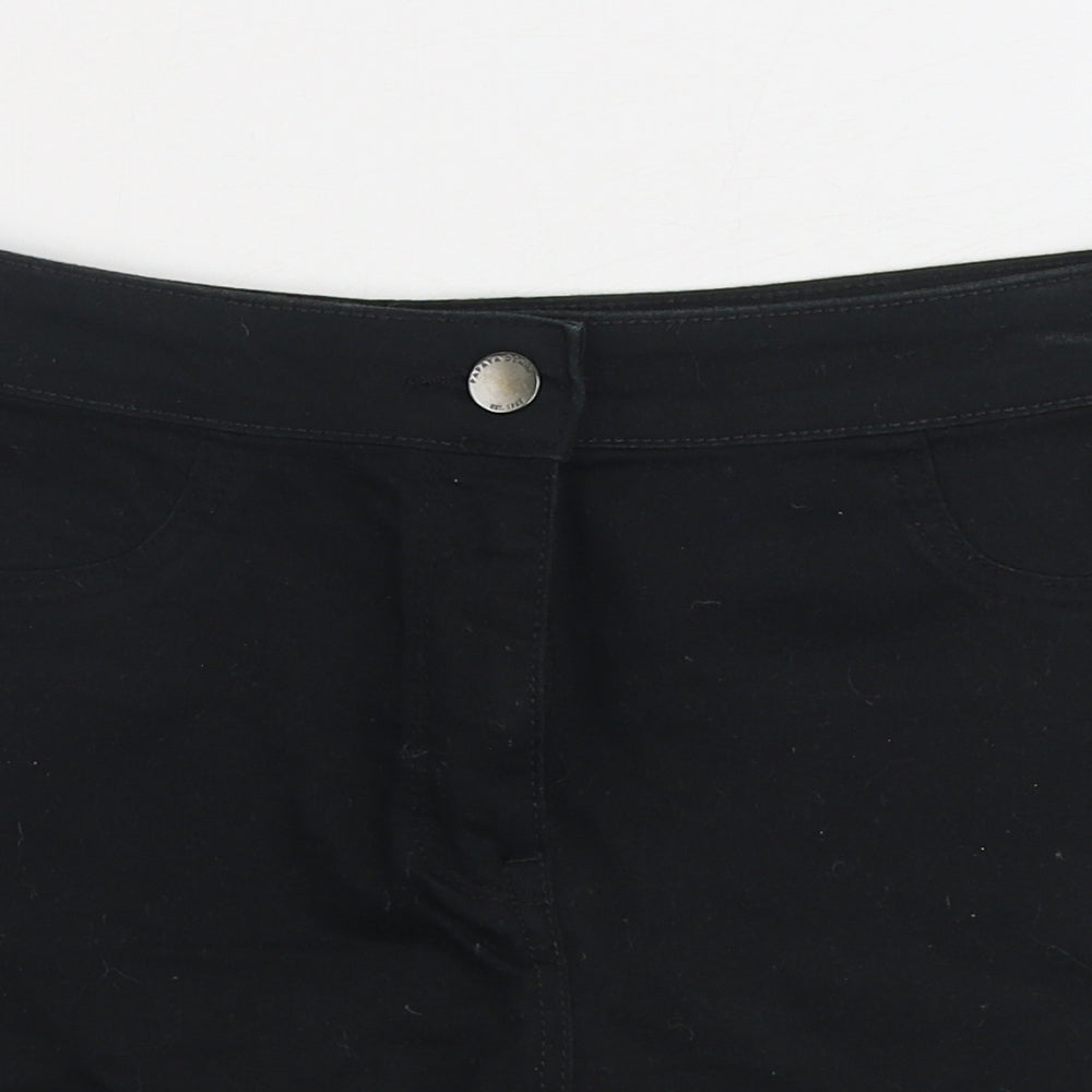 Matalan Womens Black Cotton Cropped Jeans Size 10 Regular Zip