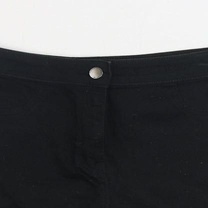 Matalan Womens Black Cotton Cropped Jeans Size 10 Regular Zip