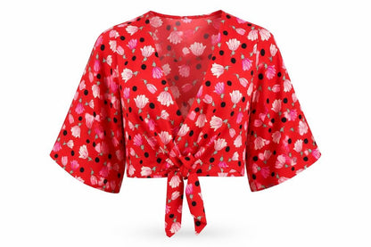 Womens UK Size 10 Topshop Red Wrap Blouse