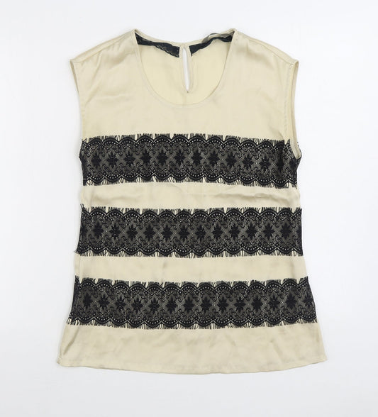 Womens UK Size 8 Sandwich Ivory Basic Blouse