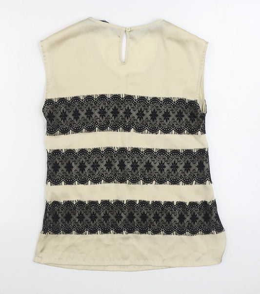 Womens UK Size 8 Sandwich Ivory Basic Blouse