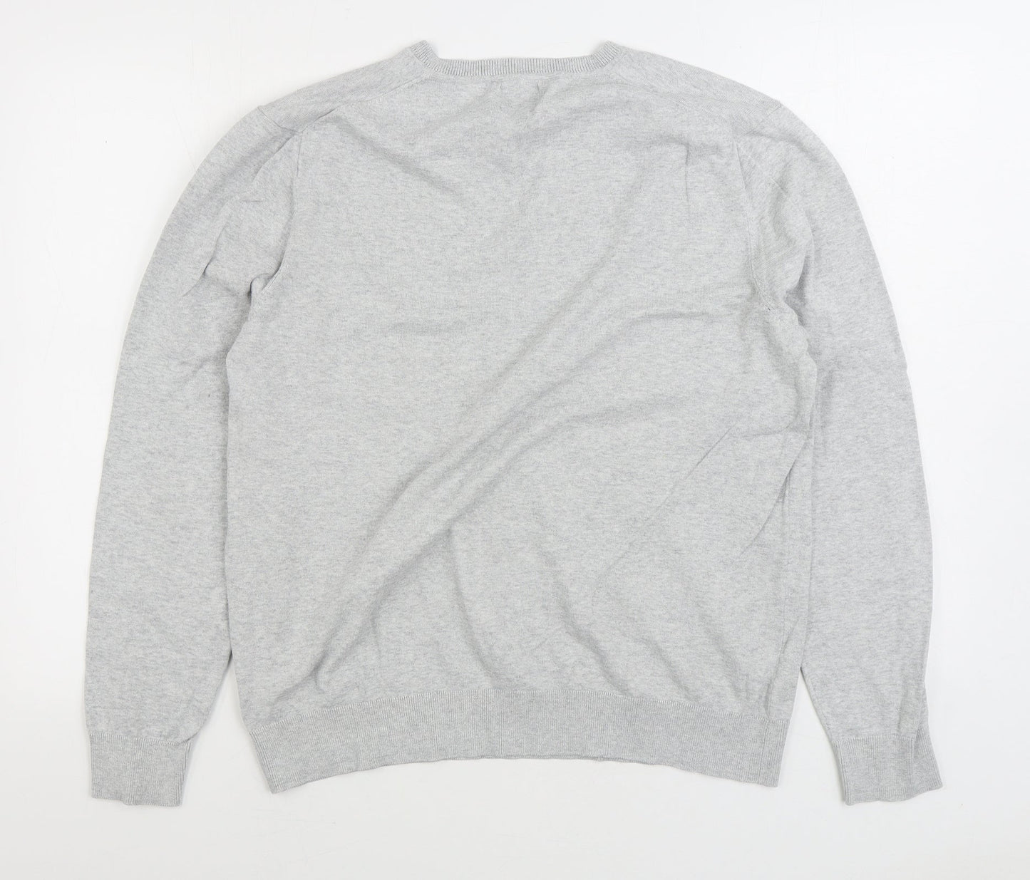 Burton Mens Grey V-Neck Cotton Pullover Jumper Size L