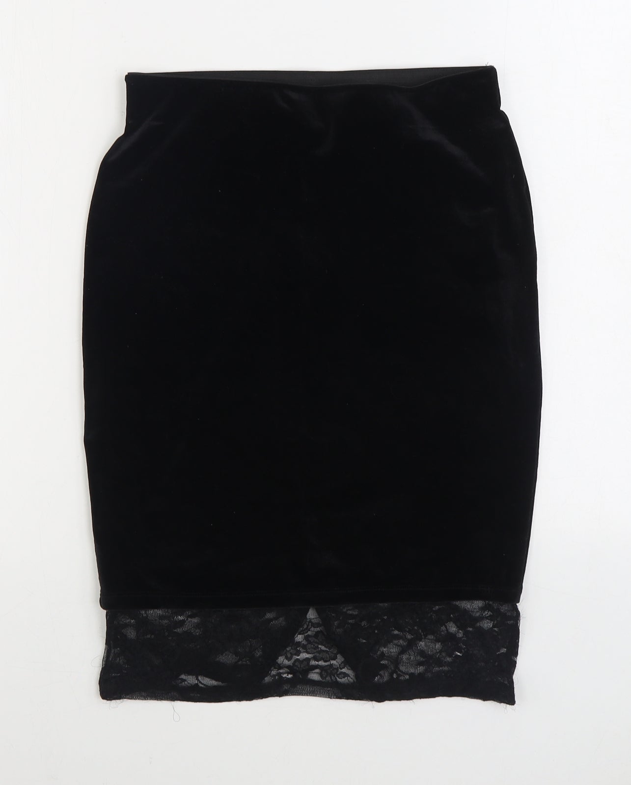 Only Womens Black Polyester Straight & Pencil Skirt Size M - Lace detail