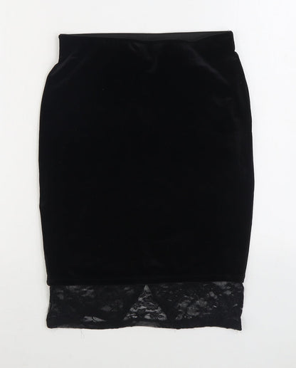 Only Womens Black Polyester Straight & Pencil Skirt Size M - Lace detail