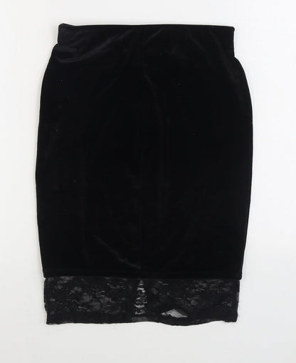 Only Womens Black Polyester Straight & Pencil Skirt Size M - Lace detail