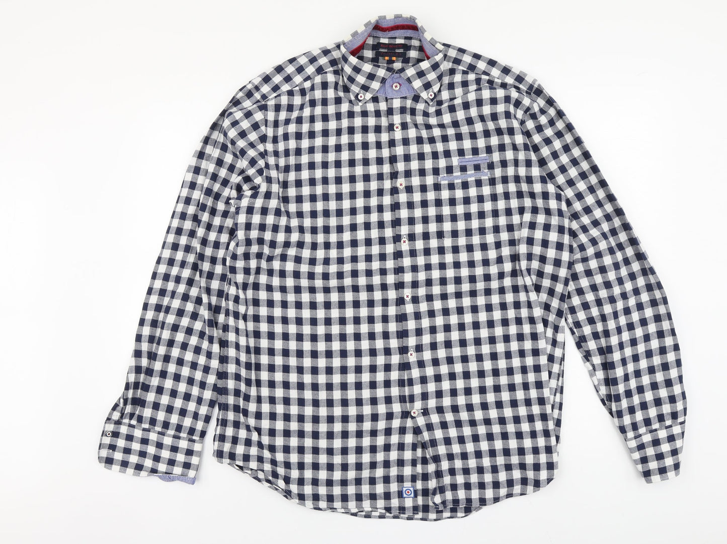 Mens UK Size XL Blue Industry Blue  Button-Up Long Sleeve Casual Shirt