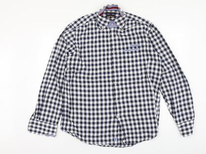Mens UK Size XL Blue Industry Blue  Button-Up Long Sleeve Casual Shirt