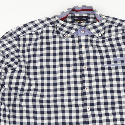 Mens UK Size XL Blue Industry Blue  Button-Up Long Sleeve Casual Shirt
