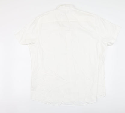 F&F Mens White Cotton Button-Up Size 2XL Collared Button