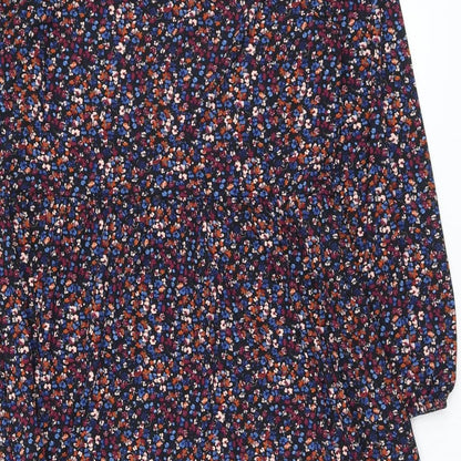 New Look Womens Multicoloured Floral Polyester A-Line Size 8 Round Neck Button