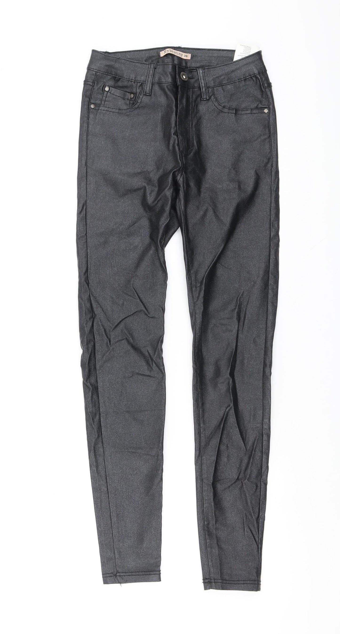 Mybestiny Womens Black Viscose Jegging Trousers Size S L27 in Regular Button