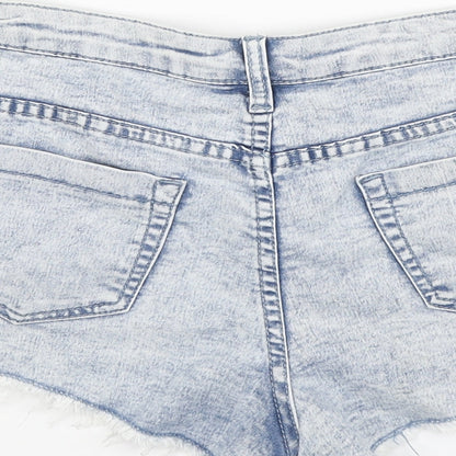 Red Chili Womens Blue Geometric Cotton Cut-Off Shorts Size 10 L10 in Regular Button