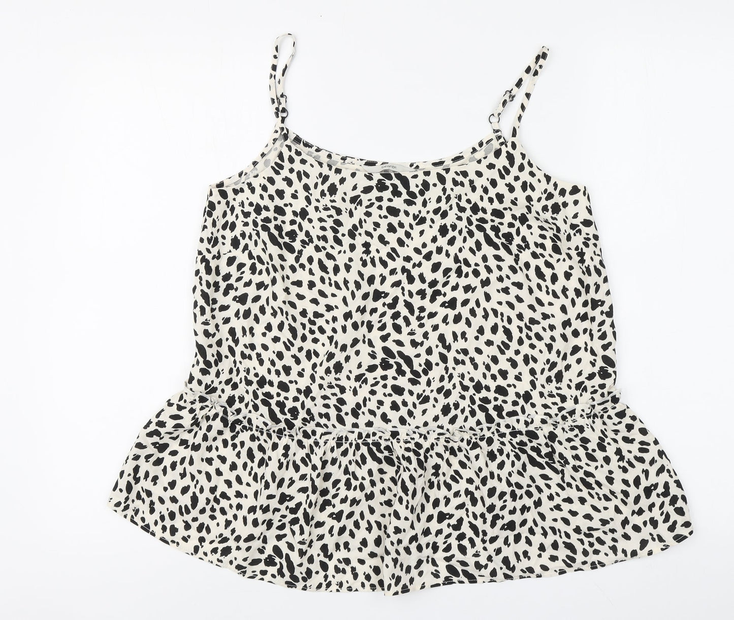 George Womens Beige Animal Print Viscose Basic Blouse Size 8 Round Neck - Cheetah Print