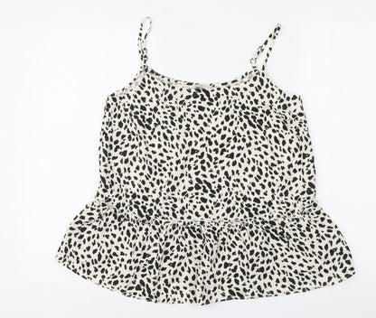 George Womens Beige Animal Print Viscose Basic Blouse Size 8 Round Neck - Cheetah Print