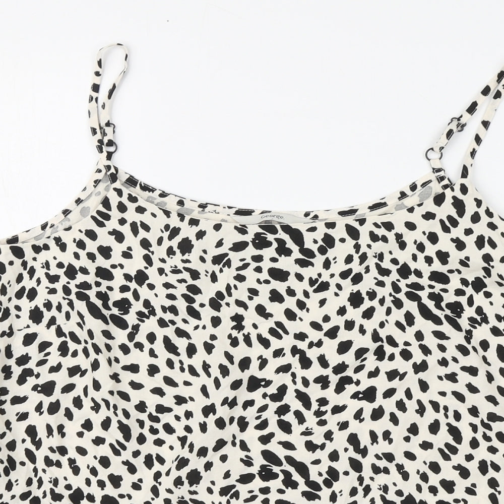 George Womens Beige Animal Print Viscose Basic Blouse Size 8 Round Neck - Cheetah Print