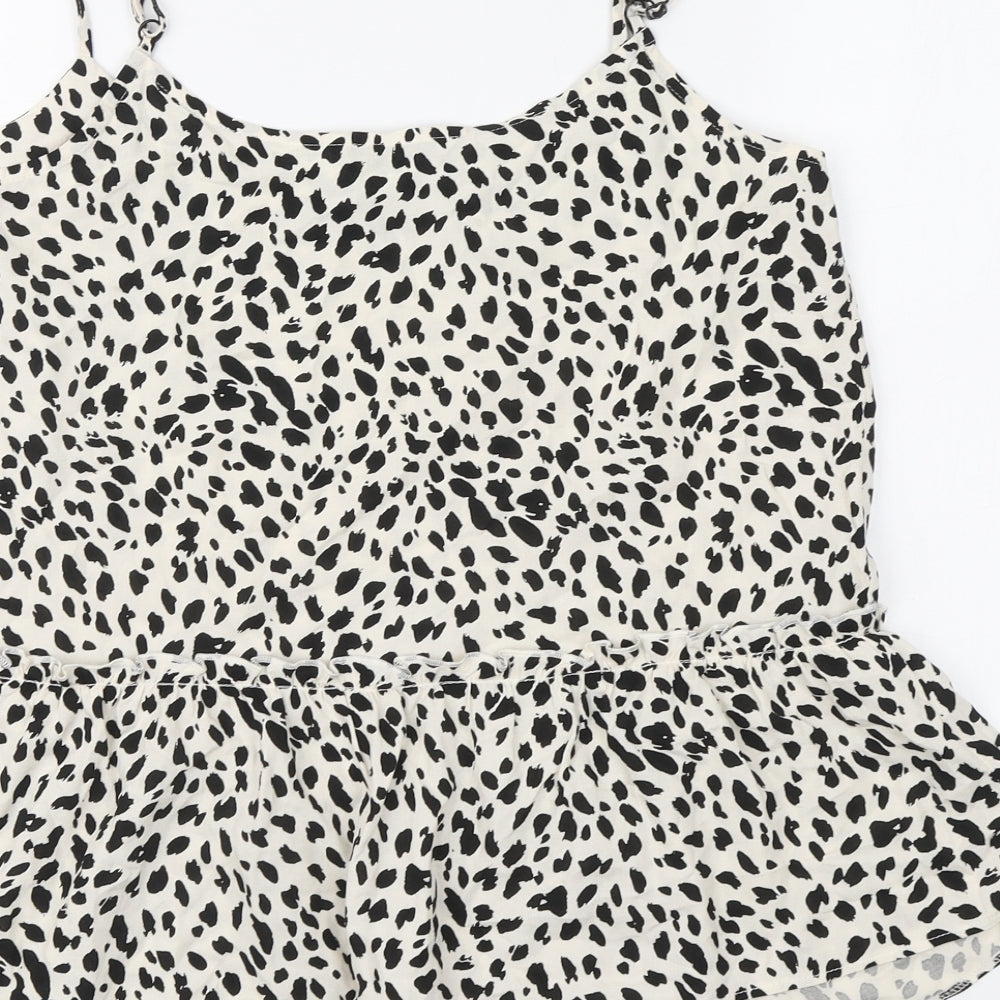 George Womens Beige Animal Print Viscose Basic Blouse Size 8 Round Neck - Cheetah Print