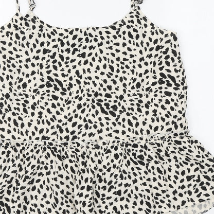 George Womens Beige Animal Print Viscose Basic Blouse Size 8 Round Neck - Cheetah Print