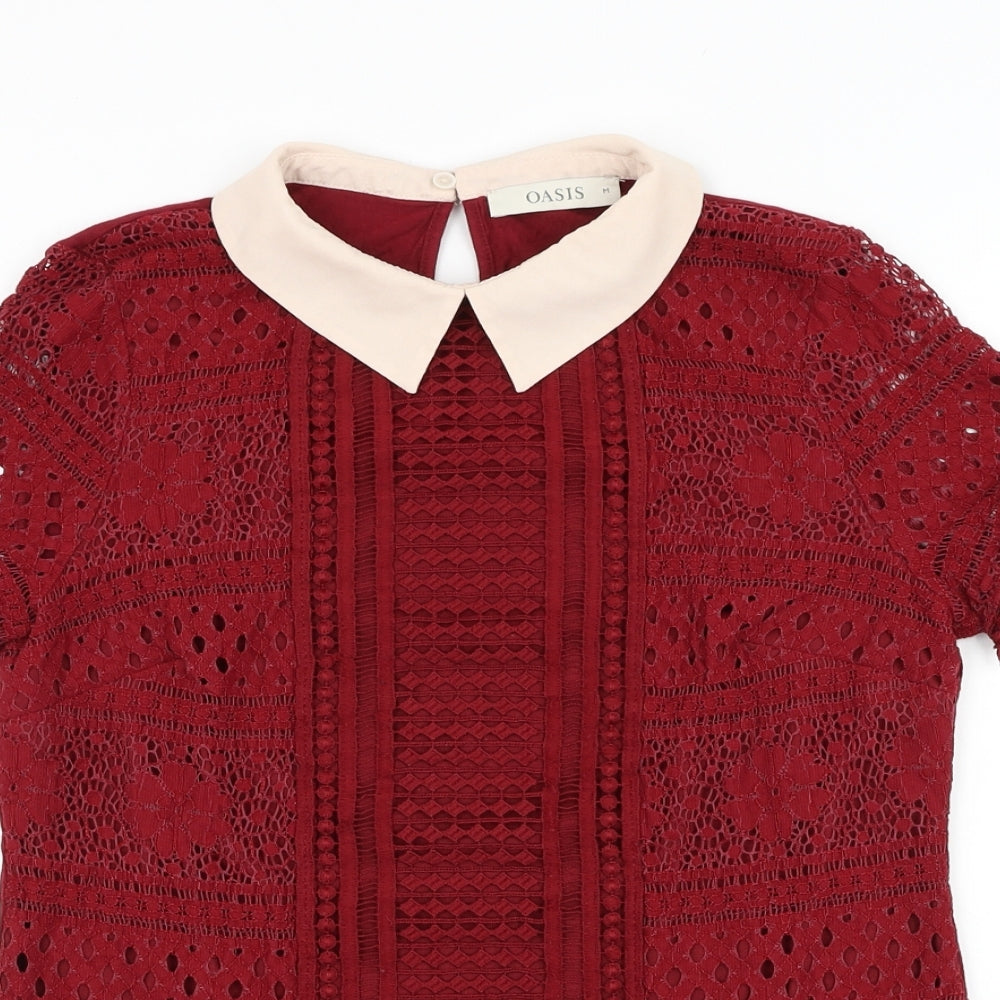 Womens UK Size M Oasis Red Basic Blouse