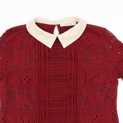 Womens UK Size M Oasis Red Basic Blouse