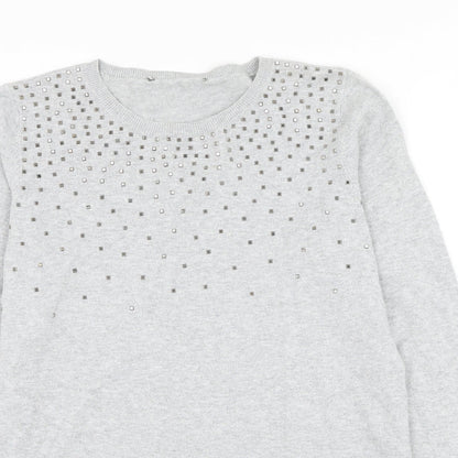 Womens UK Size S Oasis Grey Pullover Jumper