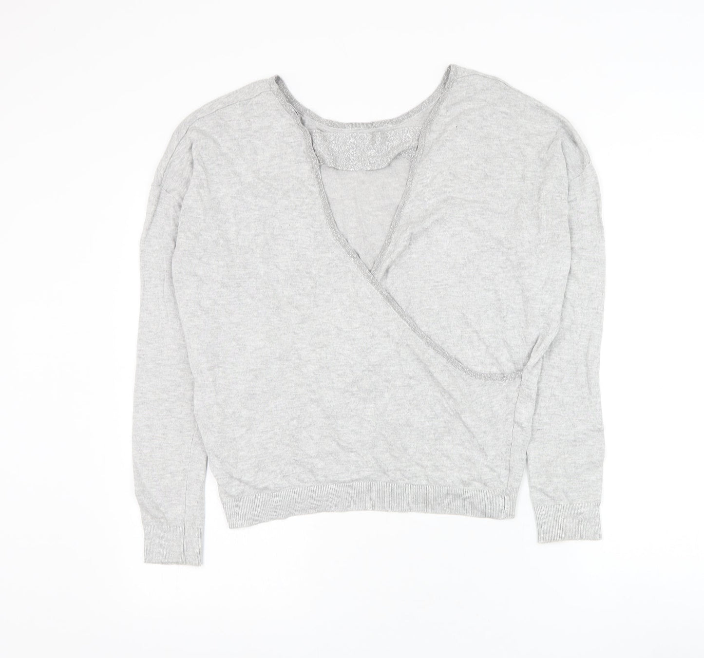 Womens UK Size 10 Debenhams Grey Wrap Jumper